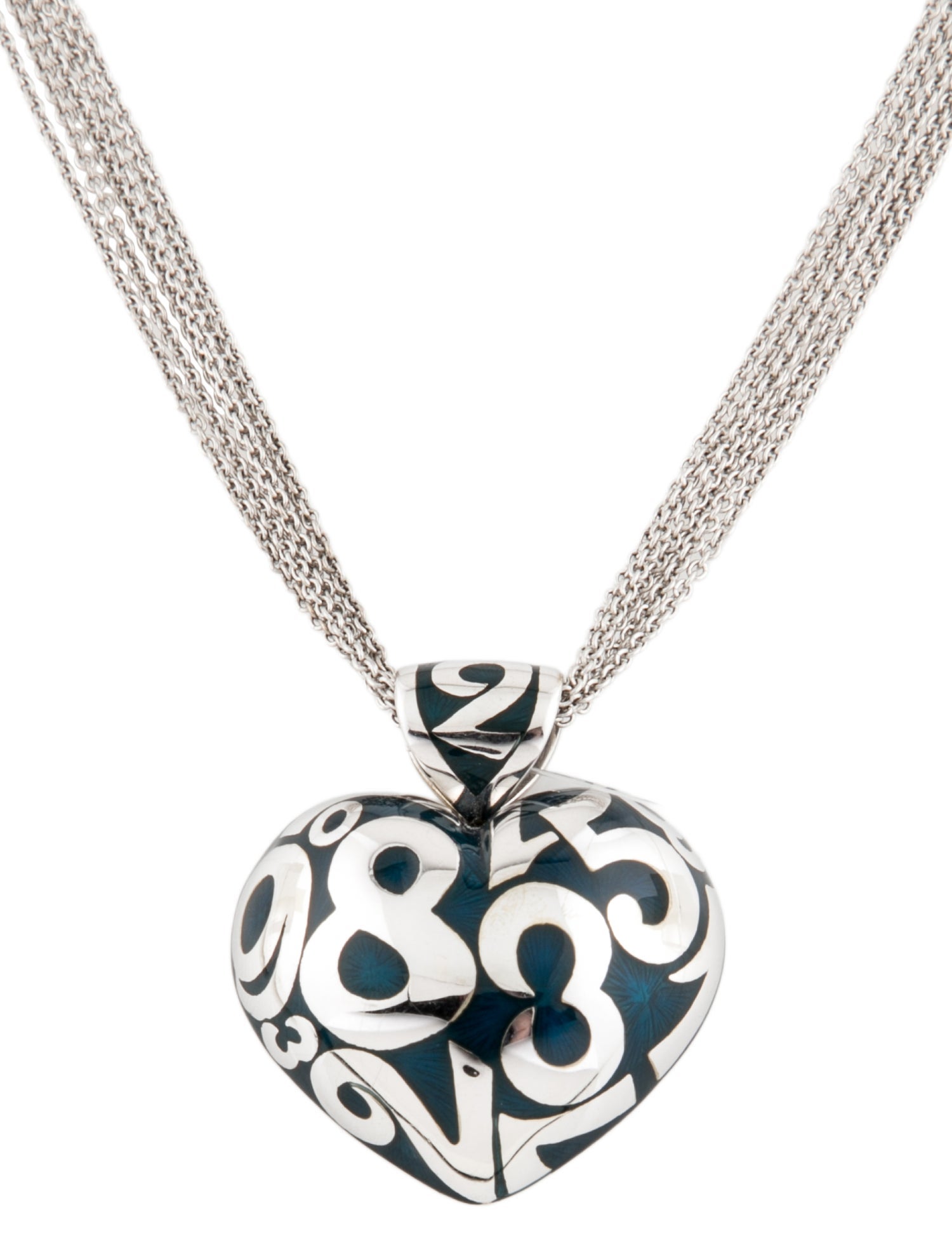 Franck Muller Blue Enamel Talisman Heart Large Pendant