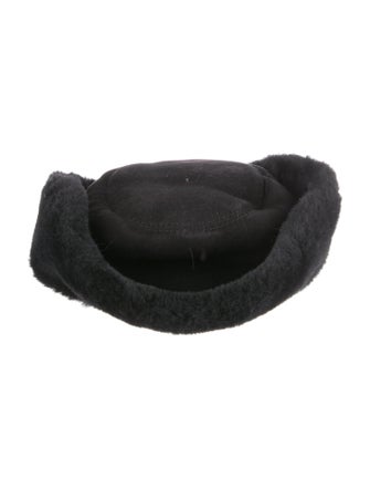 FRR Canada Black Suede Shearling Sheepskin Bucket Hat