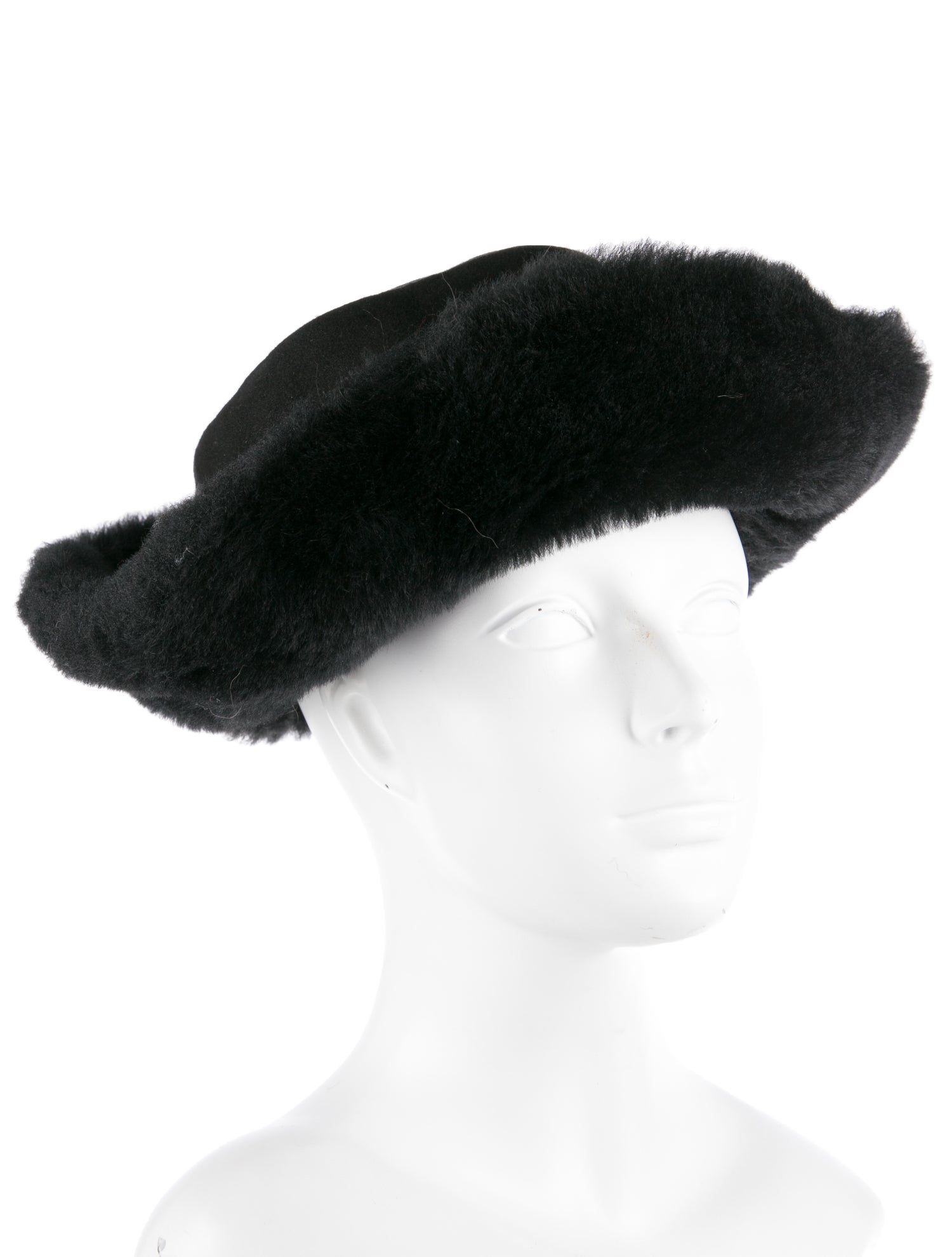 FRR Canada Black Suede Shearling Sheepskin Bucket Hat