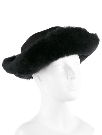 FRR Canada Black Suede Shearling Sheepskin Bucket Hat