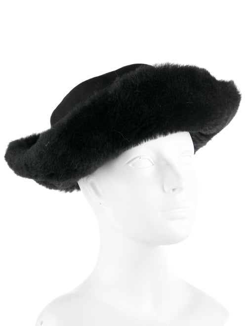 FRR Canada Black Suede Shearling Sheepskin Bucket Hat