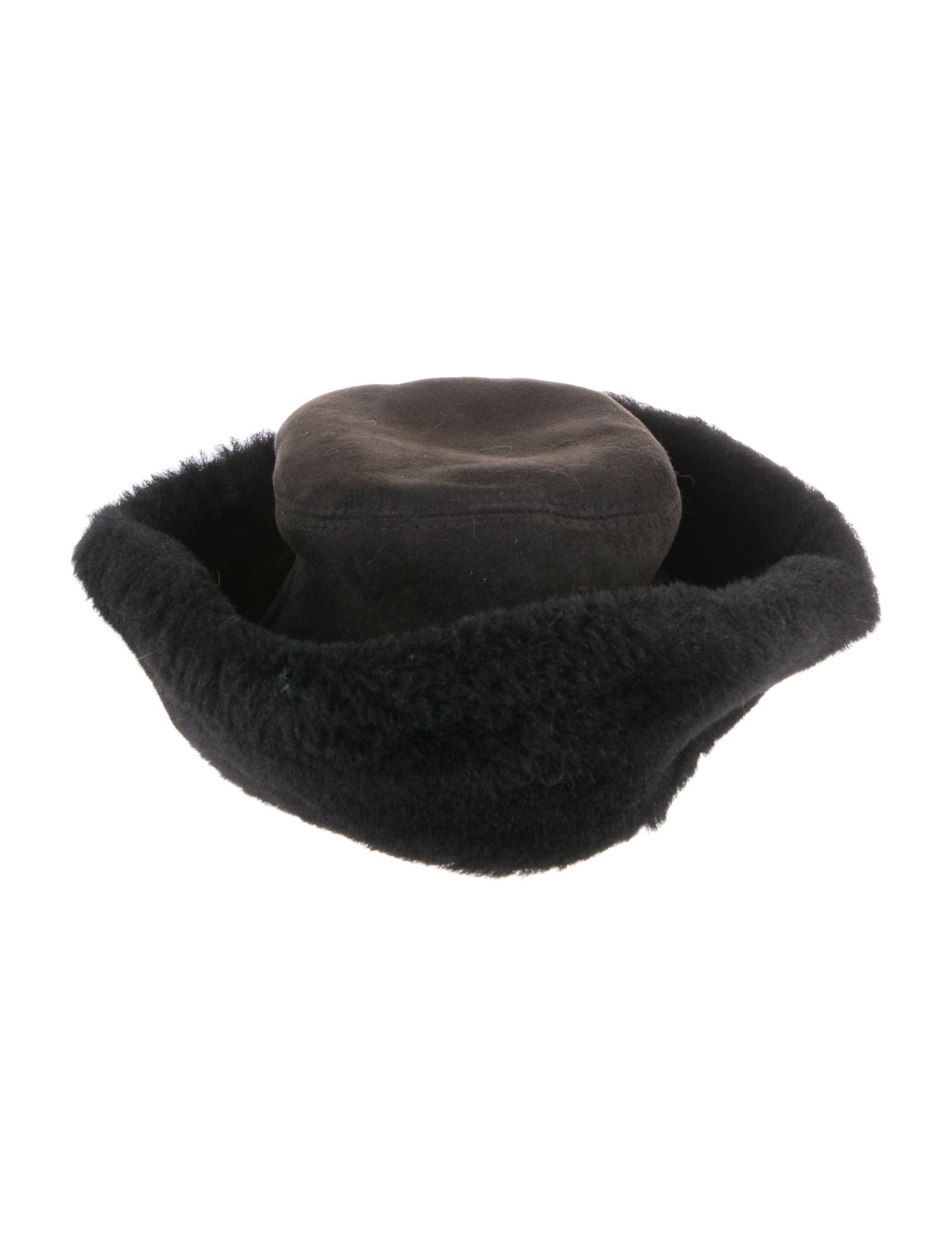 FRR Canada Black Suede Shearling Sheepskin Bucket Hat
