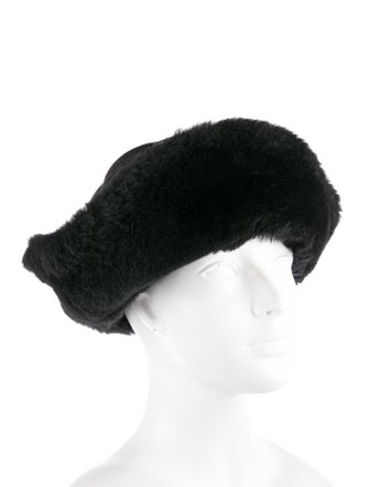 FRR Canada Black Suede Shearling Sheepskin Bucket Hat