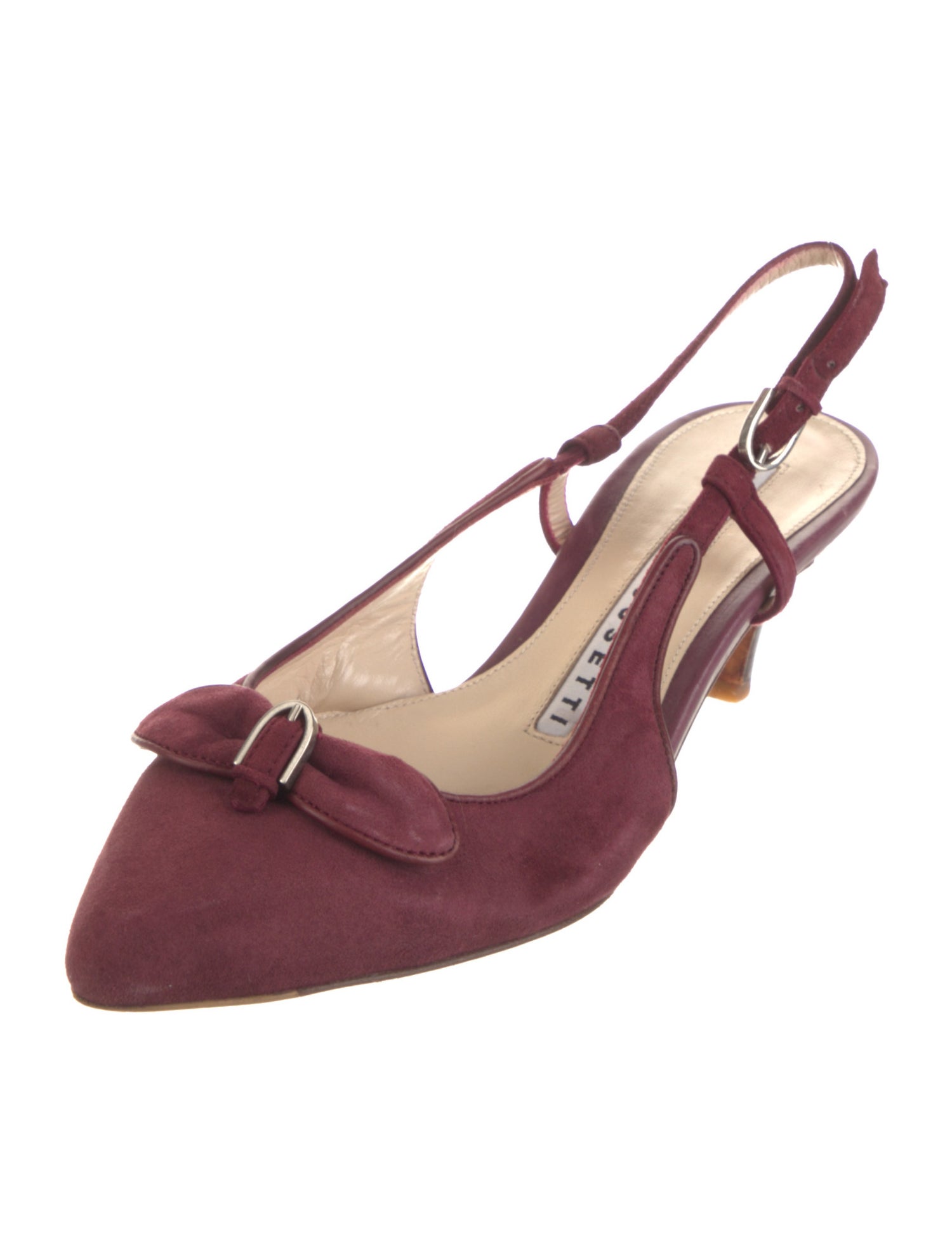 Fratelli Rossetti Suede Leather Trim Embellishment Slingback Pumps