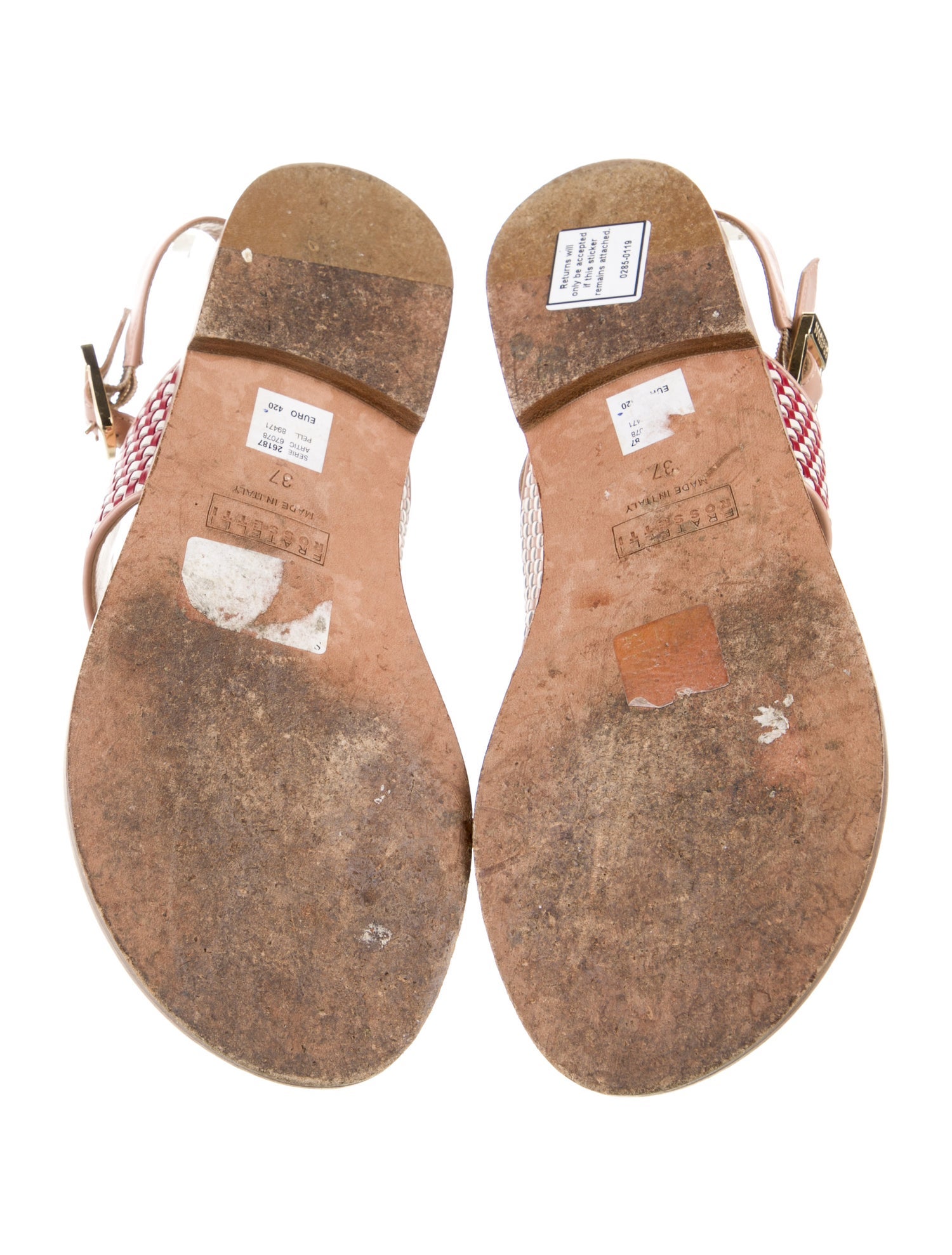 Fratelli Rossetti Leather Colorblock Pattern Slingback Sandals