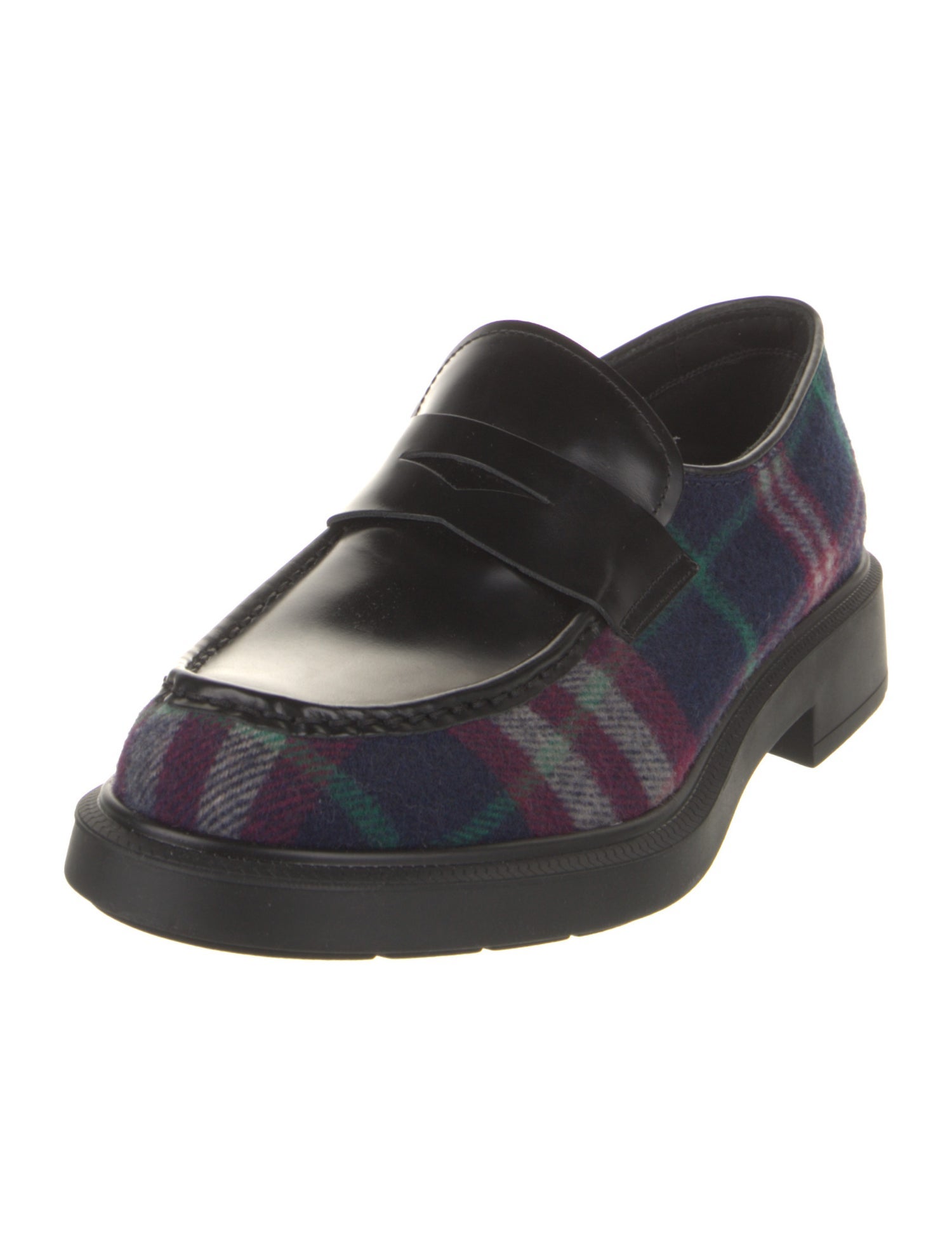 Fratelli Rossetti Leather Plaid Print Dress Loafers
