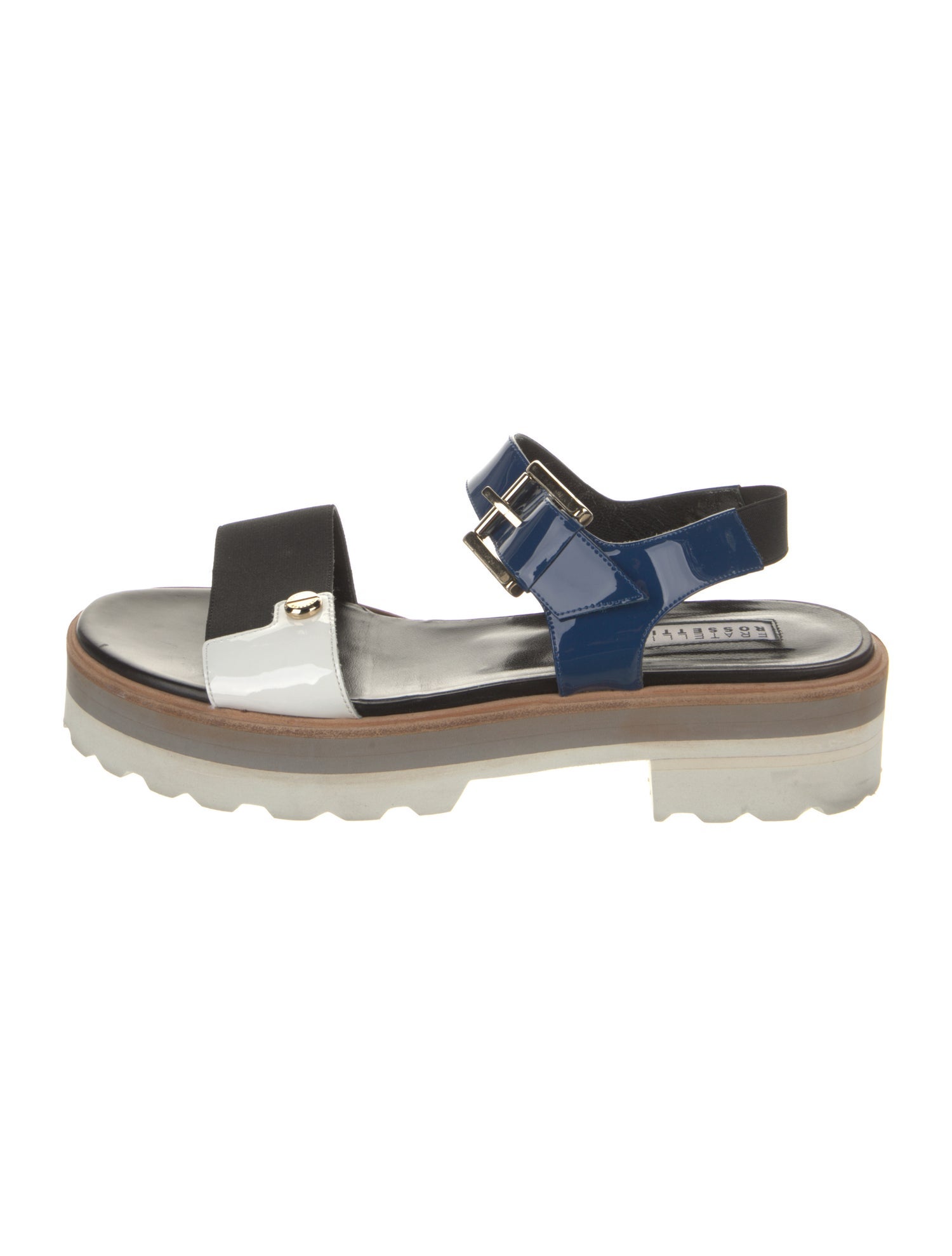 Fratelli Rossetti Patent Leather Colorblock Pattern Slingback Sandals