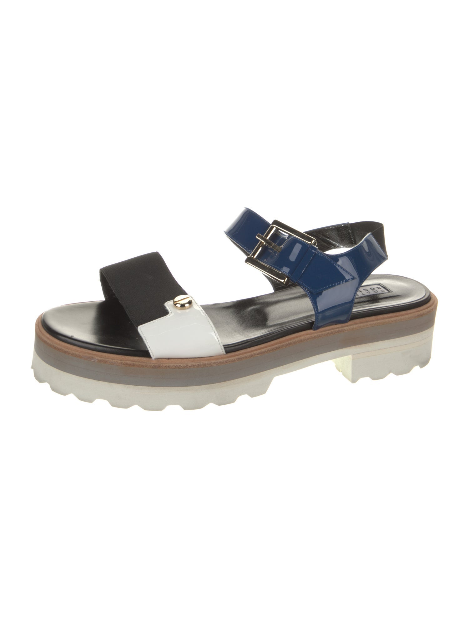 Fratelli Rossetti Patent Leather Colorblock Pattern Slingback Sandals