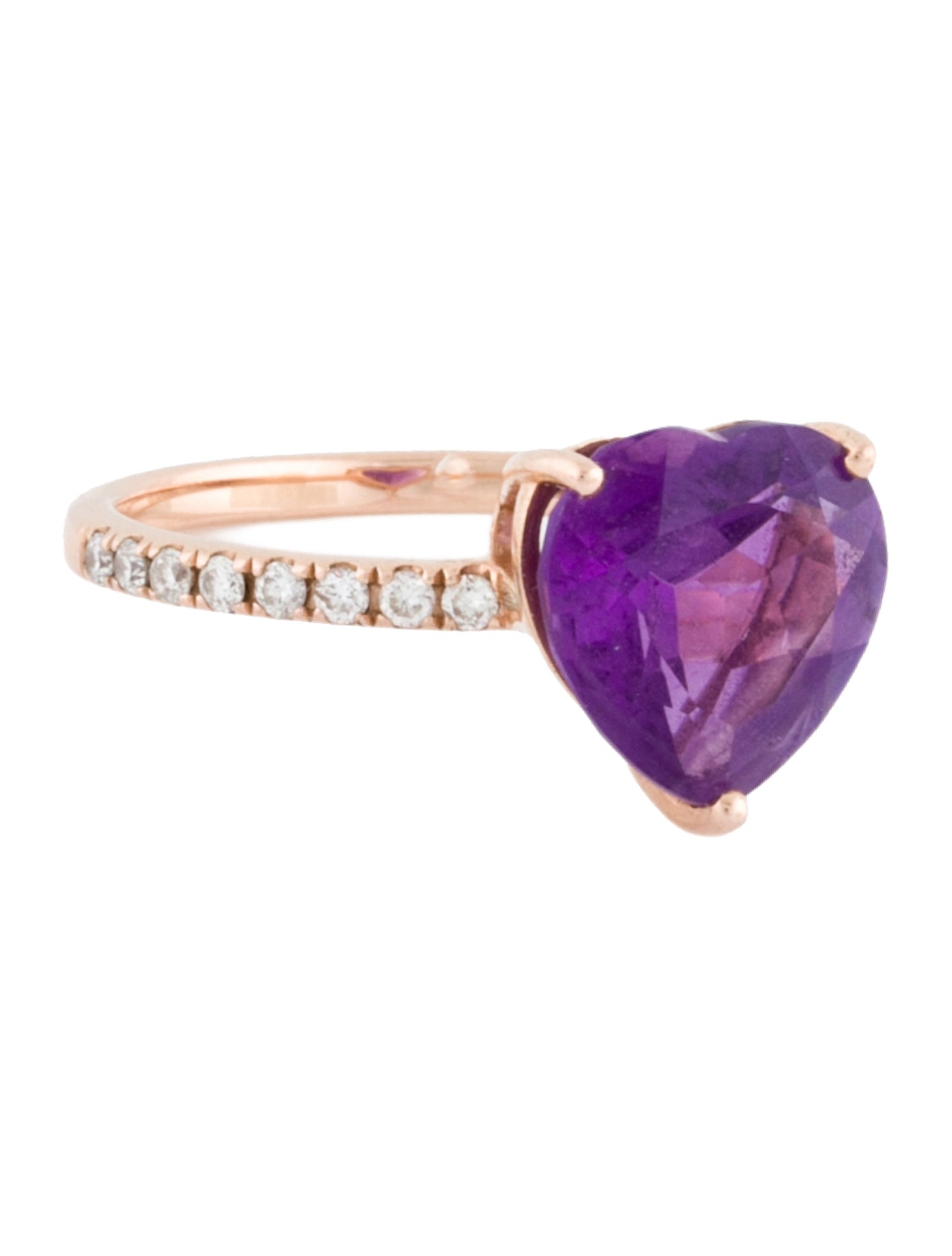Fry Powers 14K Amethyst & Diamond Heart Cocktail Ring