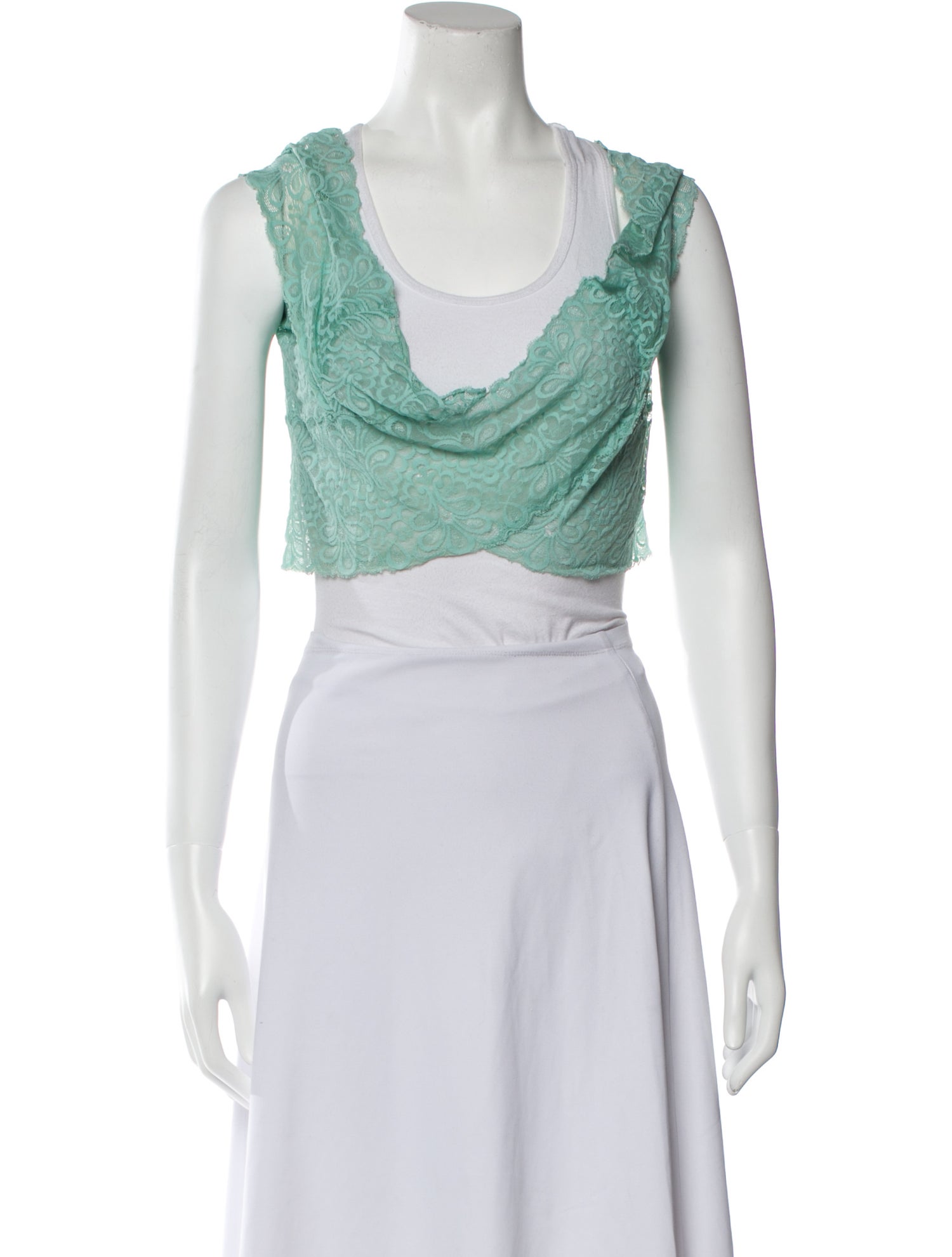 Fernando Sanchez Cowl Neck Sleeveless Crop Top