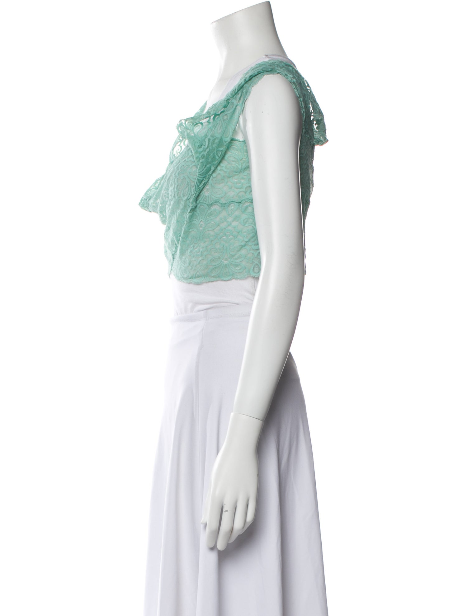 Fernando Sanchez Cowl Neck Sleeveless Crop Top