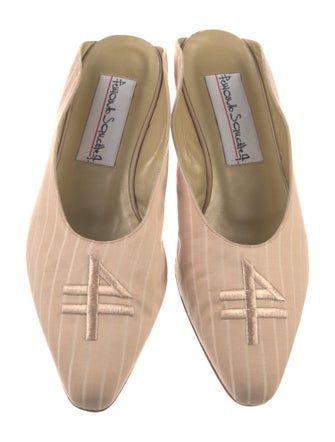 Fernando Sanchez Leather Embroidered Accent Mules