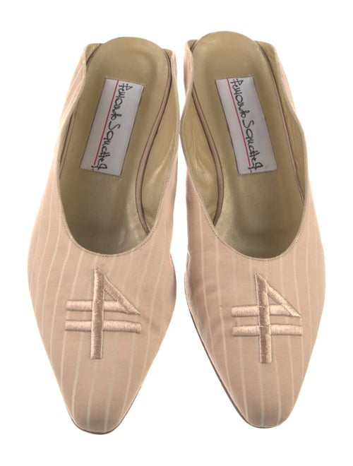 Fernando Sanchez Leather Embroidered Accent Mules