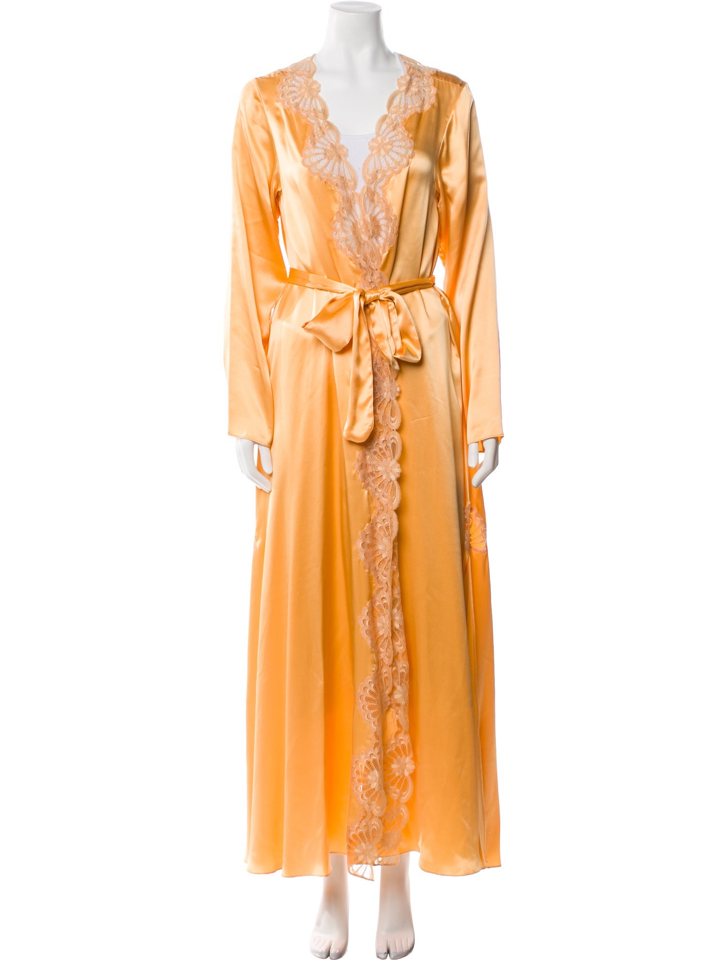 Fernando Sanchez Silk Lace Trim Embellishment Robe
