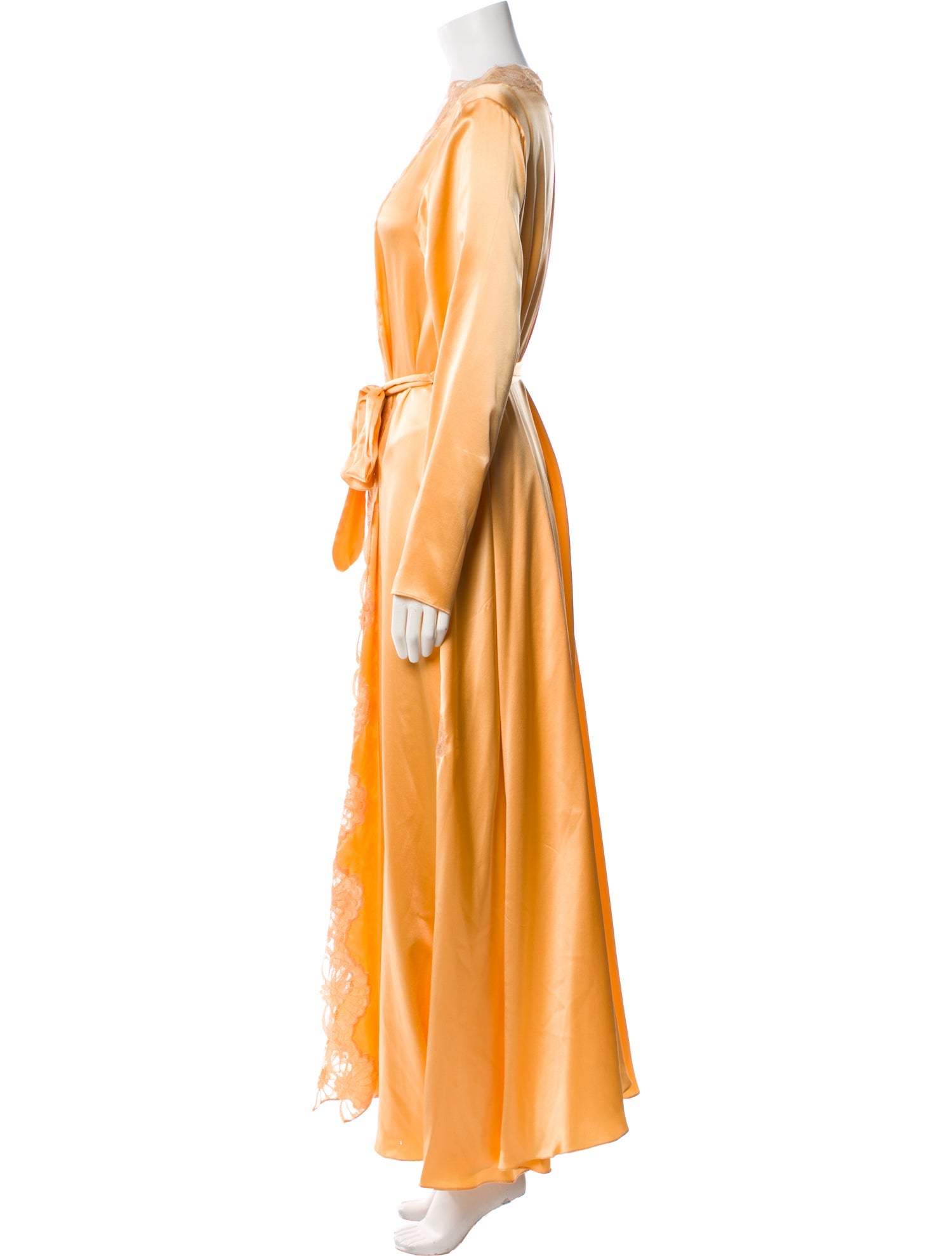 Fernando Sanchez Silk Lace Trim Embellishment Robe