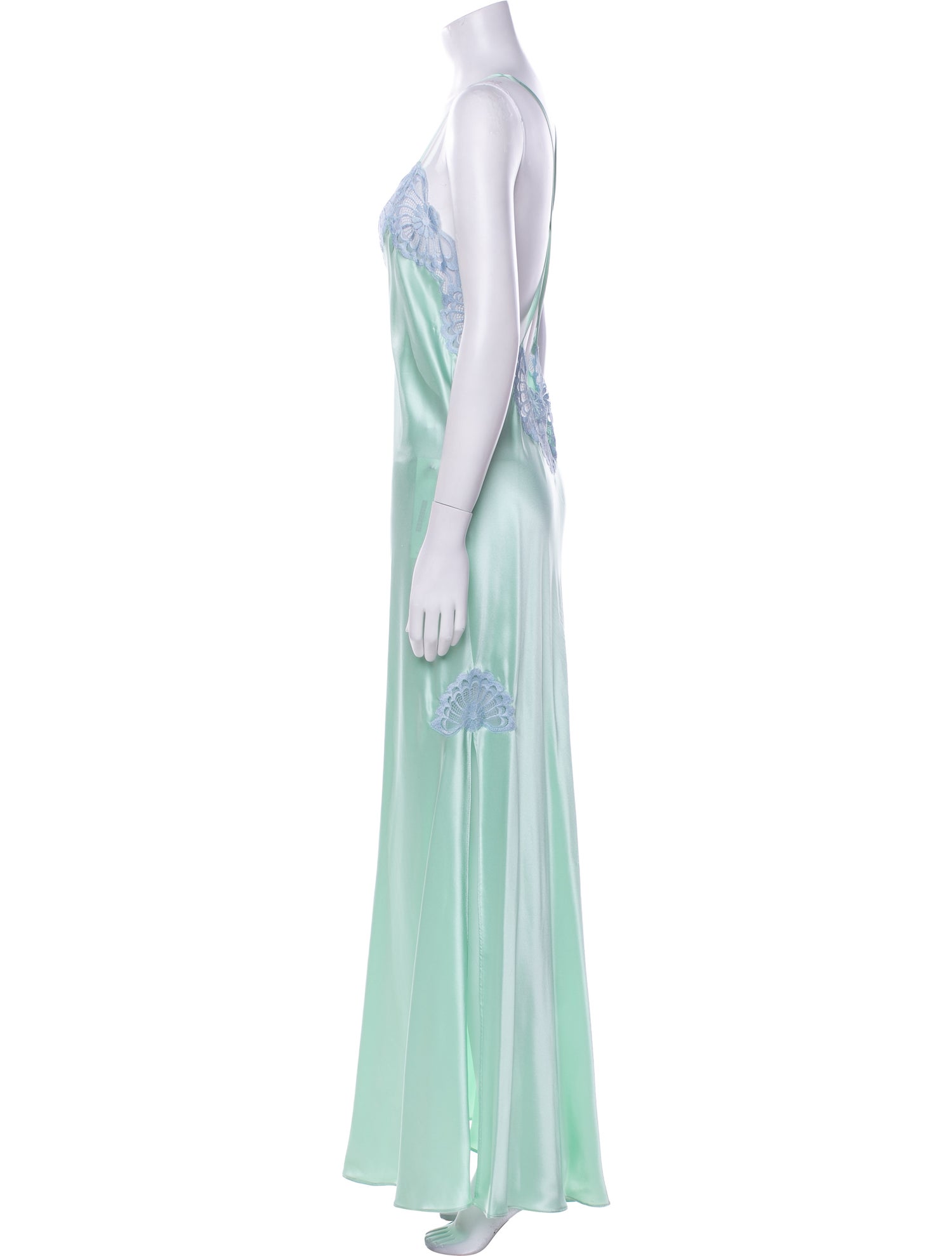 Fernando Sanchez Silk Lace Trim Embellishment Nightgown