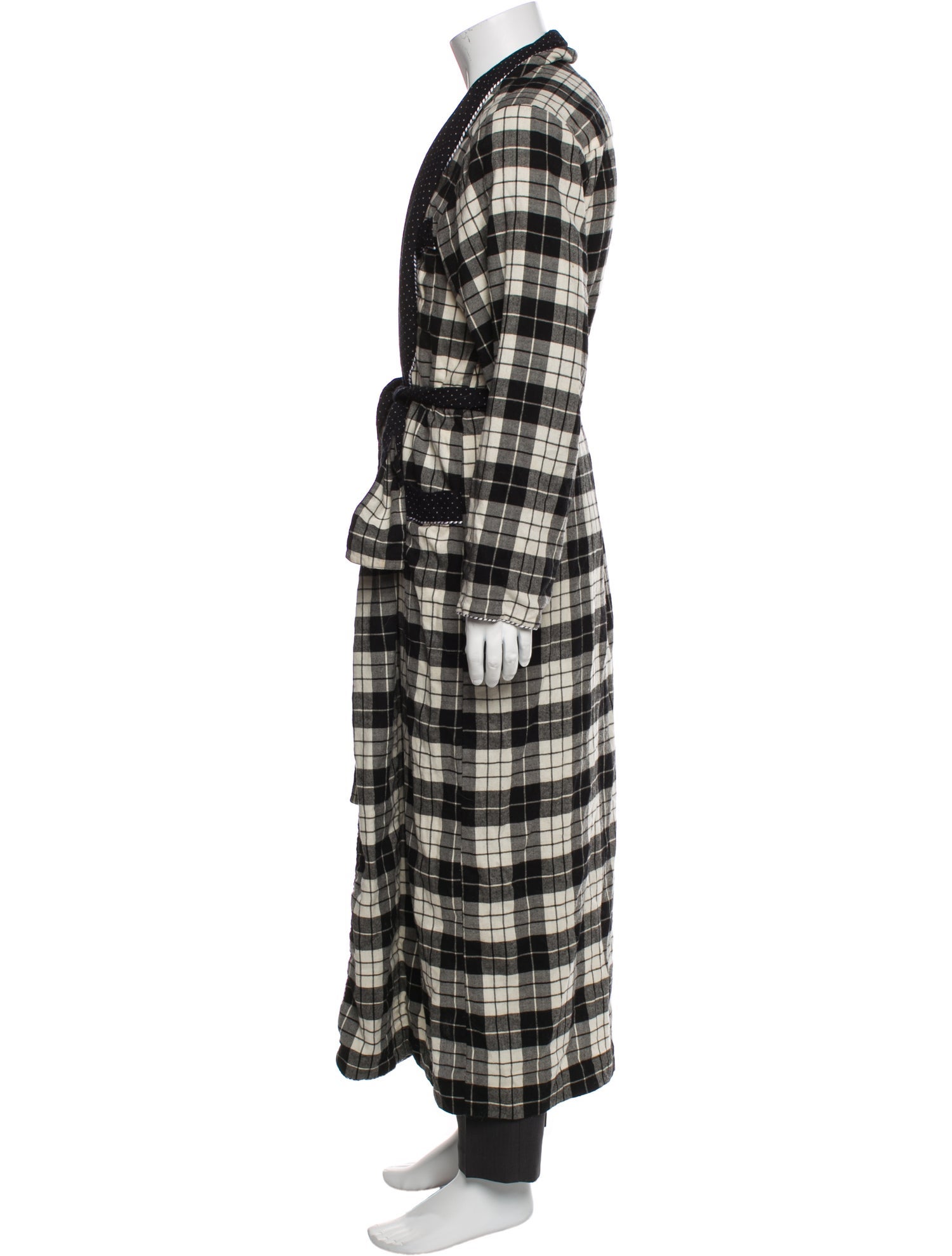 Fernando Sanchez Wool Plaid Print Robe