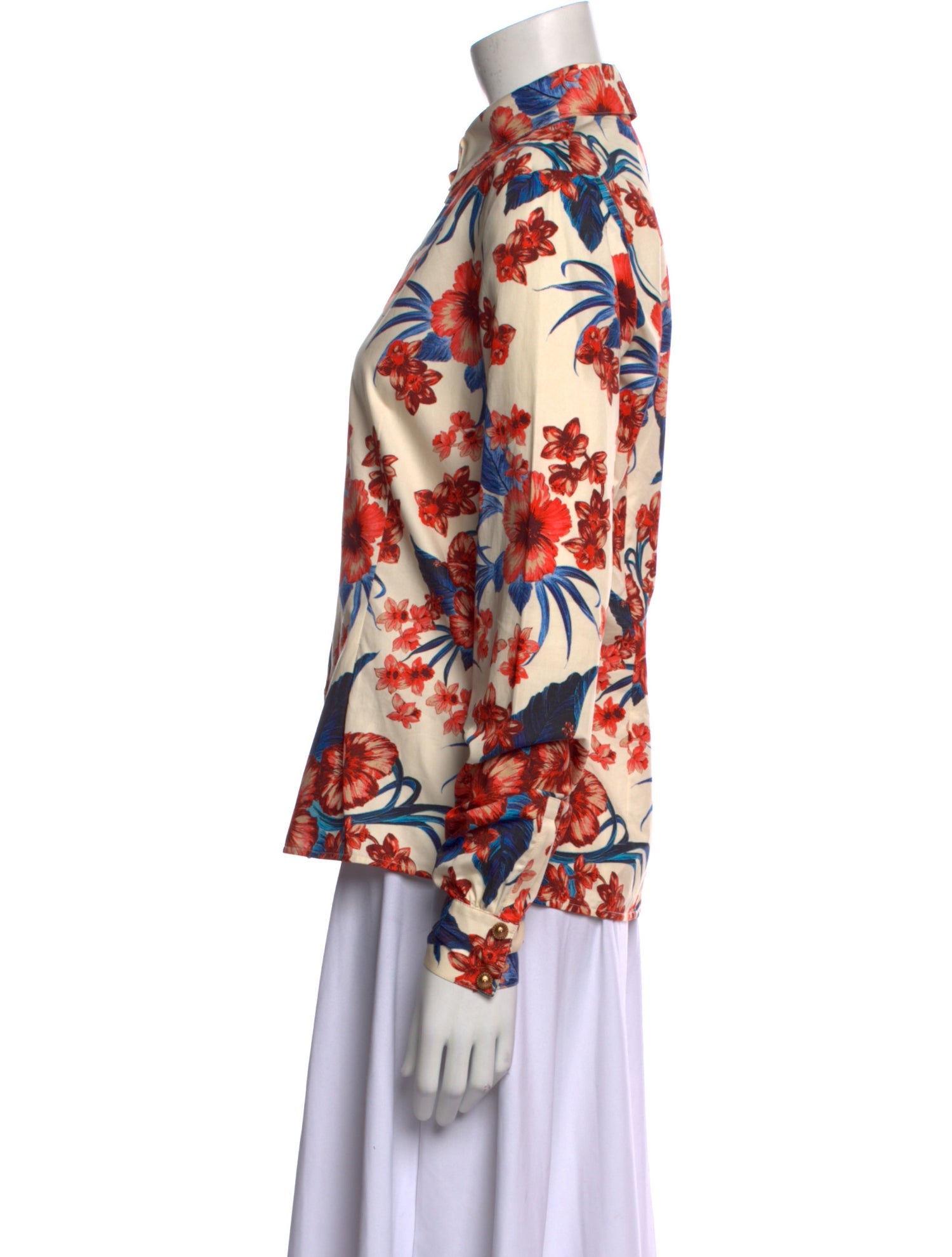 Fausto Puglisi Floral Print Long Sleeve Button-Up Top