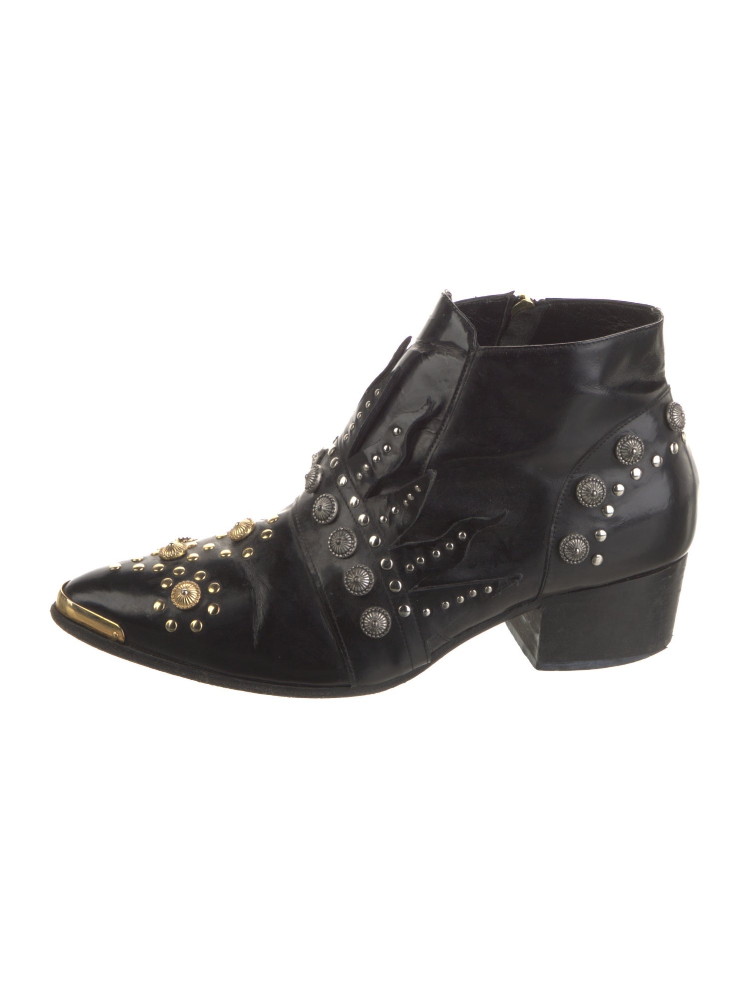 Fausto Puglisi Leather Studded Accents Combat Boots