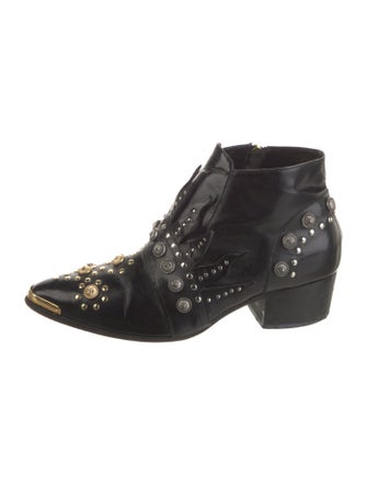 Fausto Puglisi Leather Studded Accents Combat Boots