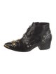 Fausto Puglisi Leather Studded Accents Combat Boots
