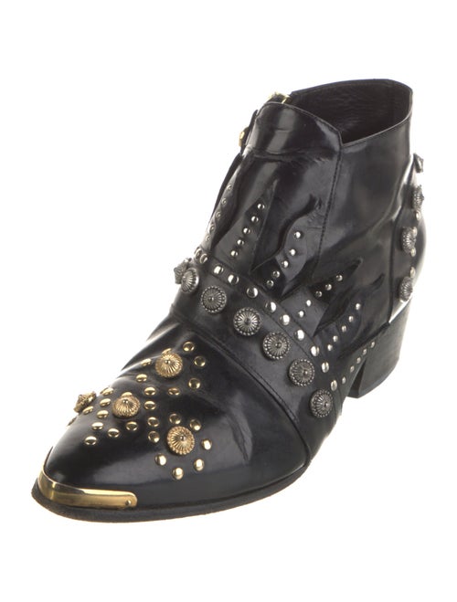 Fausto Puglisi Leather Studded Accents Combat Boots