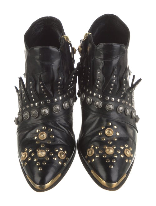 Fausto Puglisi Leather Studded Accents Combat Boots