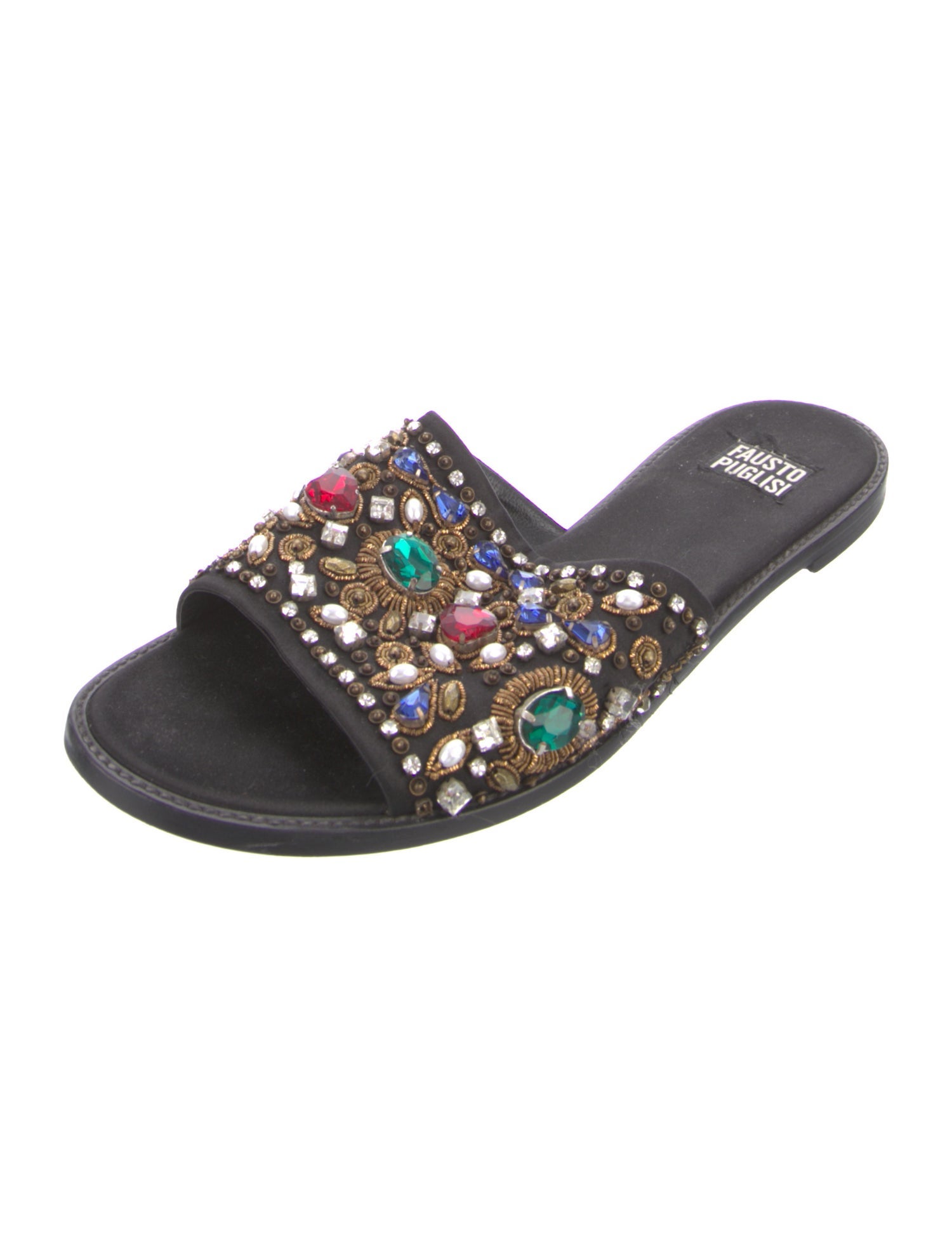 Fausto Puglisi Satin Patterned Slides