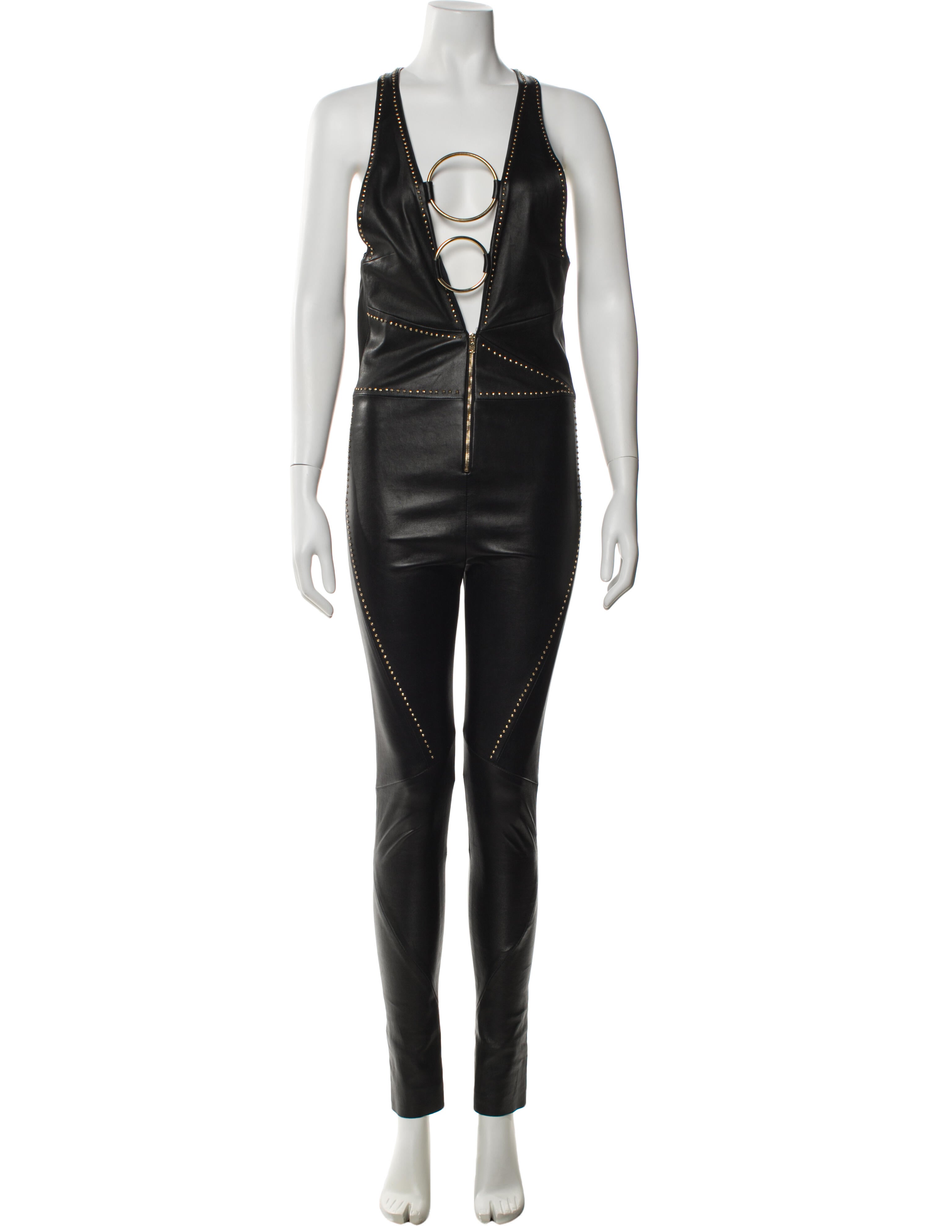 Fausto Puglisi Leather Halterneck Jumpsuit