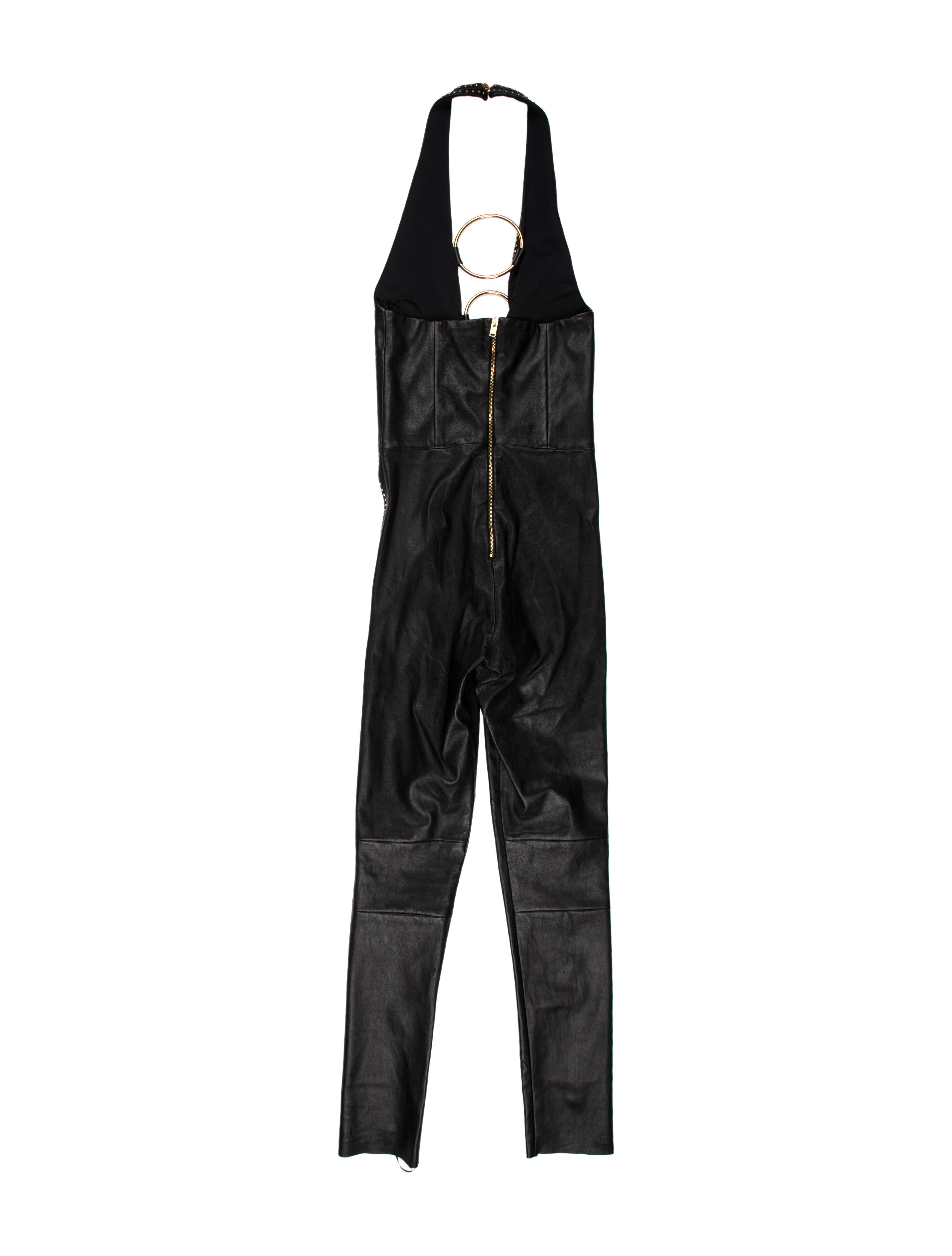 Fausto Puglisi Leather Halterneck Jumpsuit