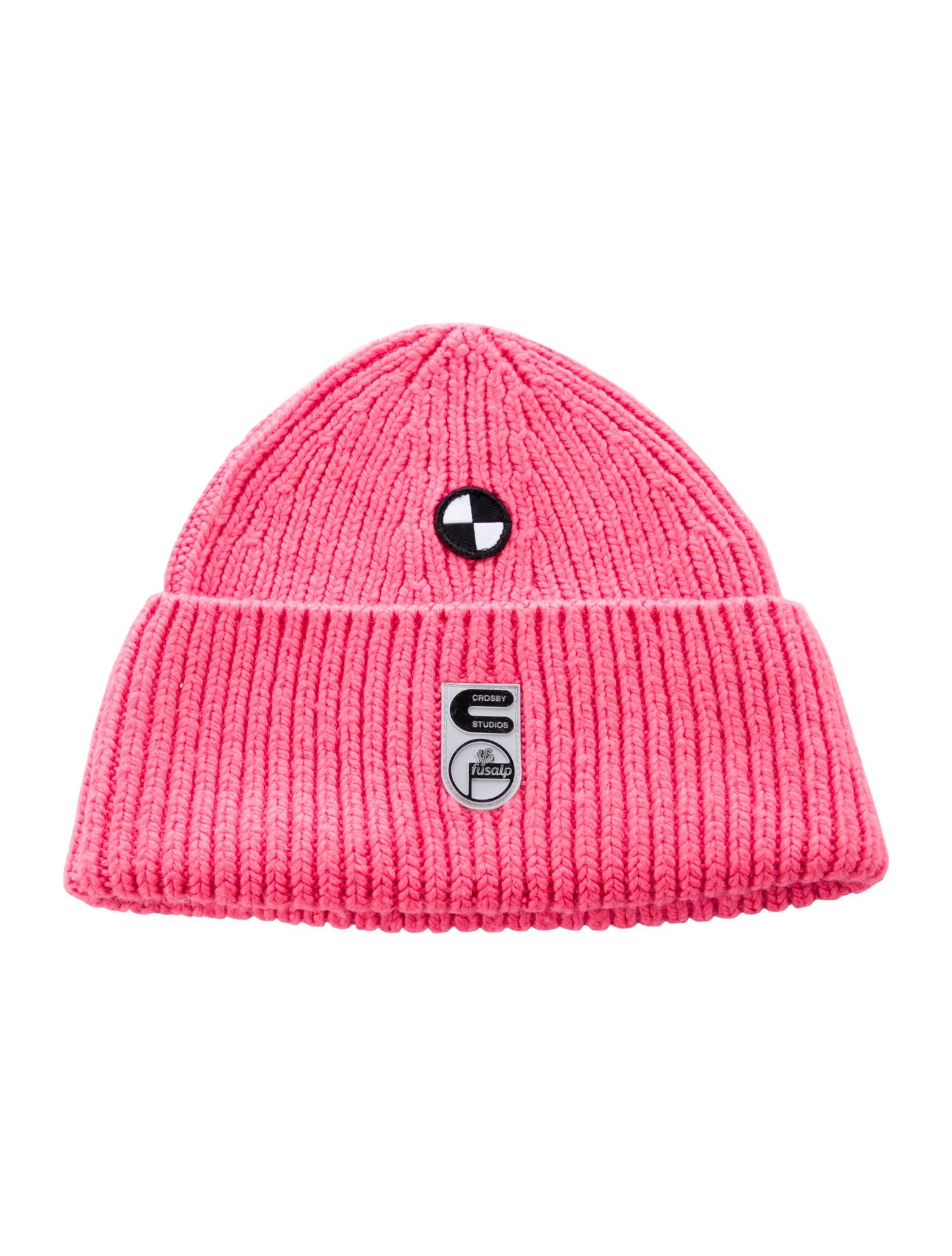 Fusalp Pink Merino Wool Patchwork Knitted Beanie