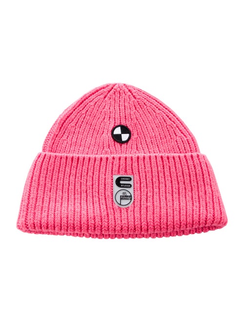 Fusalp Pink Merino Wool Patchwork Knitted Beanie