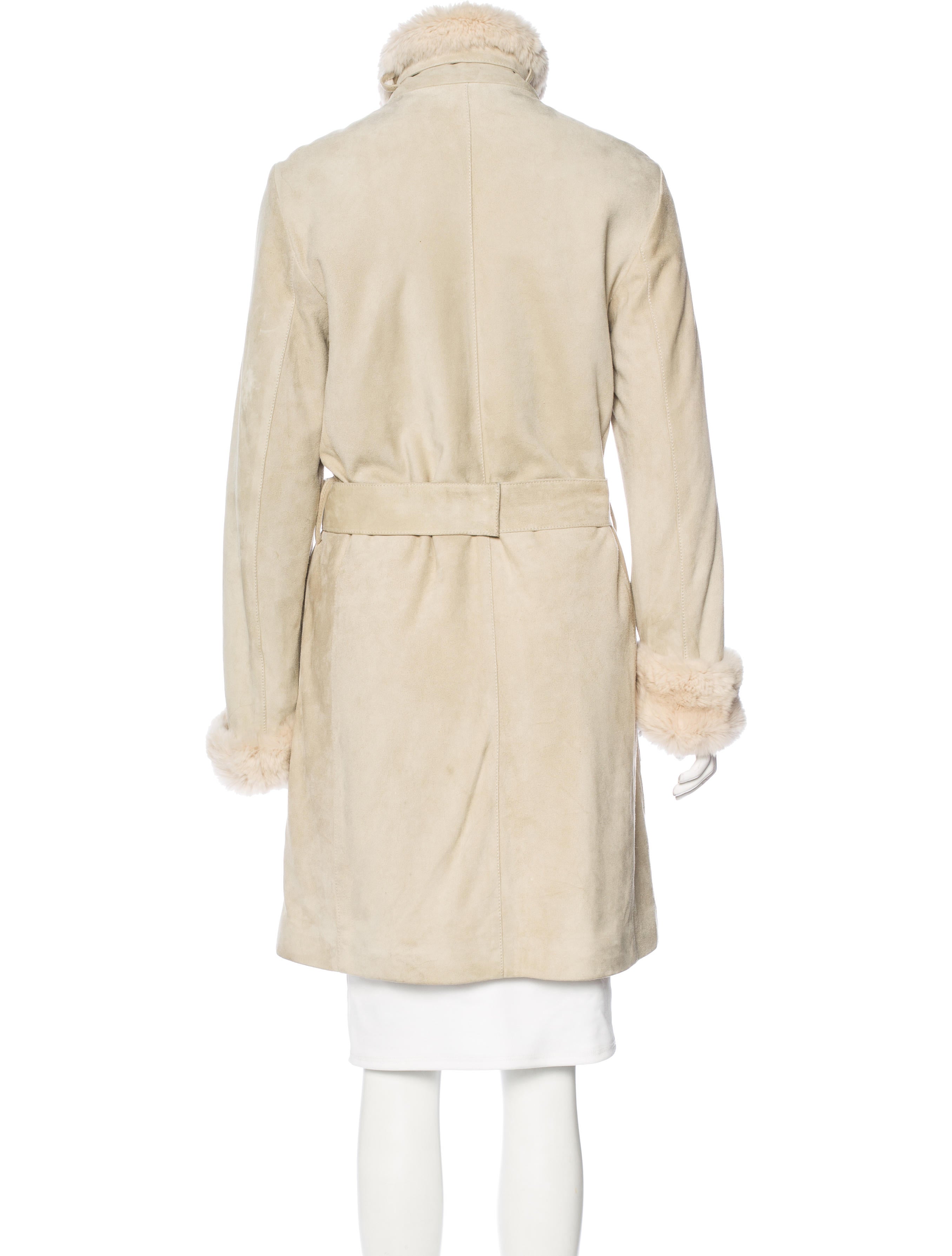 3589 Khaki Fur Collar Suede Look Coat