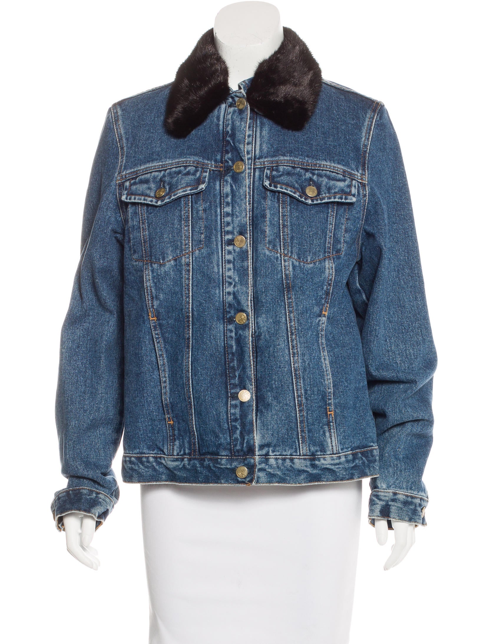 Fur Denim Mink Fur-Trimmed Jacket