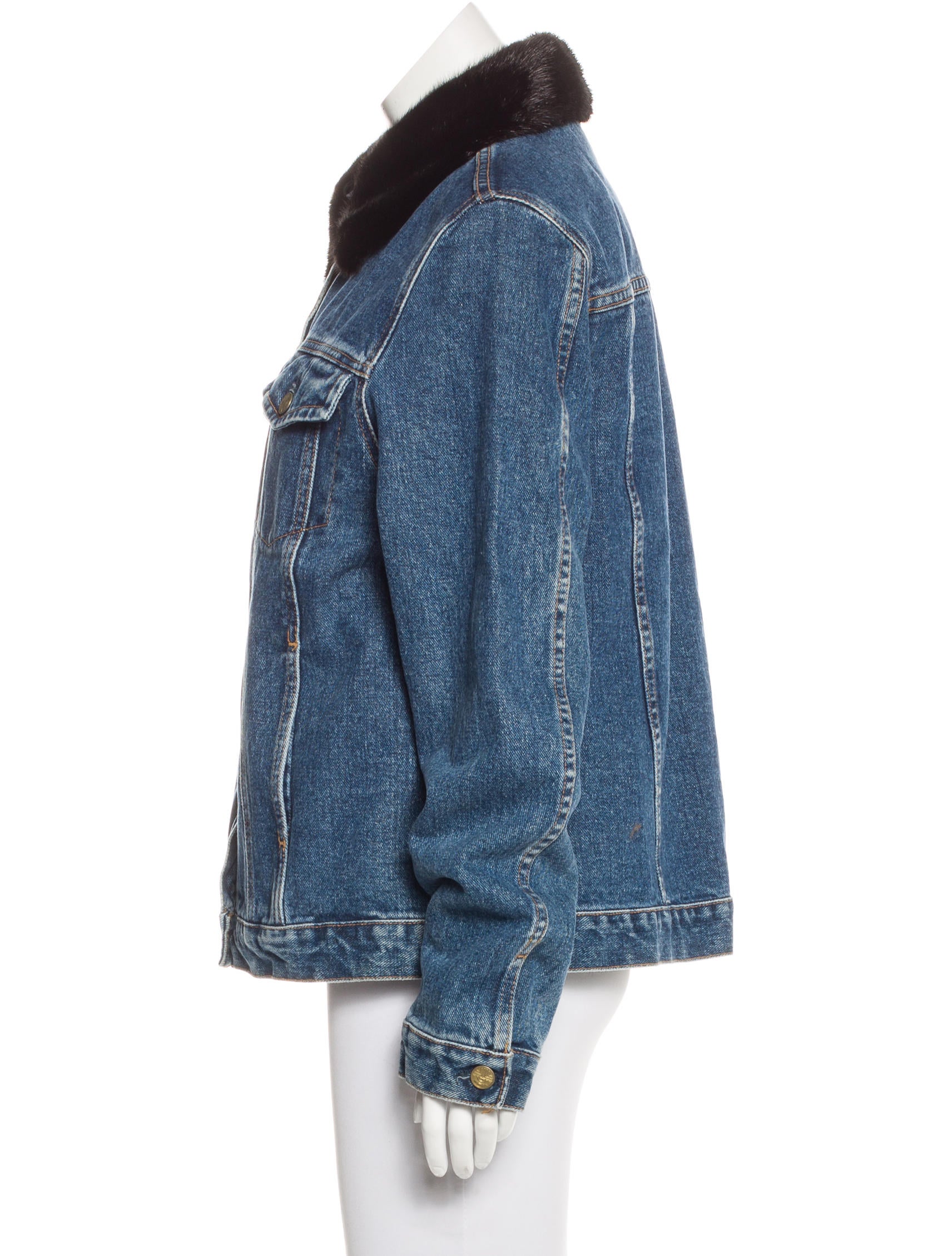 Fur Denim Mink Fur-Trimmed Jacket
