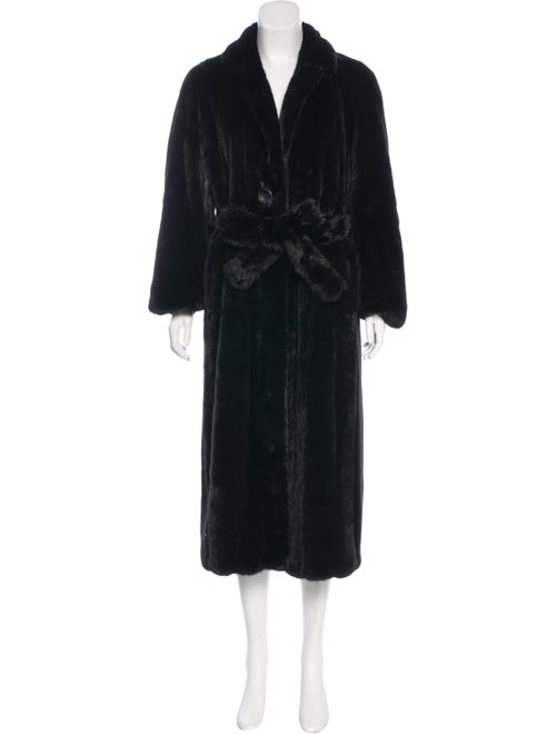Fur Mink Belted Coat Brown