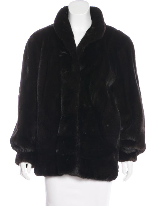 Mink Fur Cropped Coat Brown