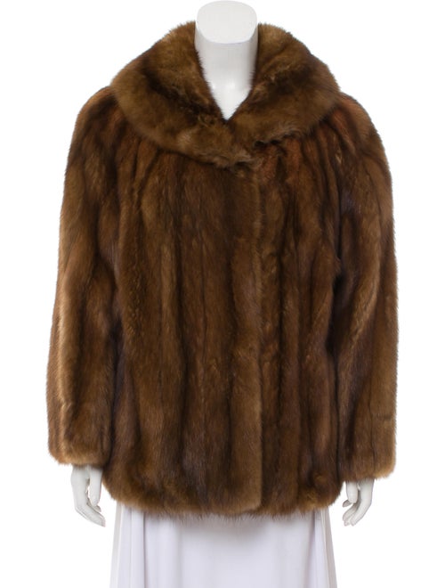 Sable Fur Shawl Collar Jacket Brown