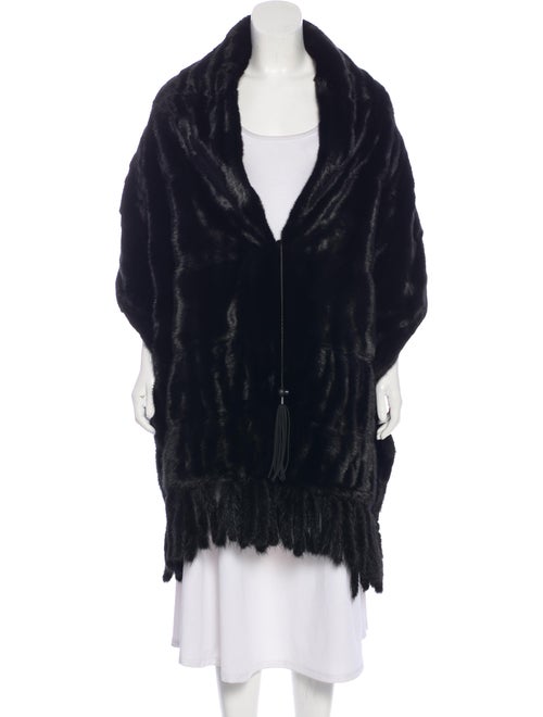 Fur Fringe Mink Capelet Black