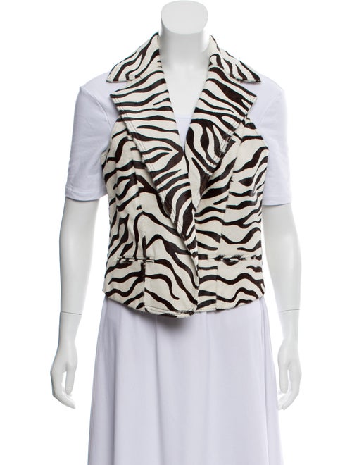 Zebra Print Ponyhair Vest White