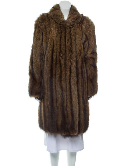 Fur Shawl-Collar Fur Coat Brown