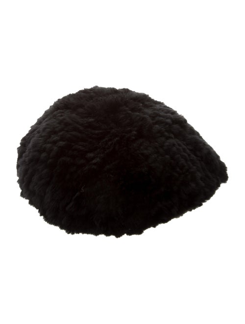 Fur Knitted Fur Beret Black