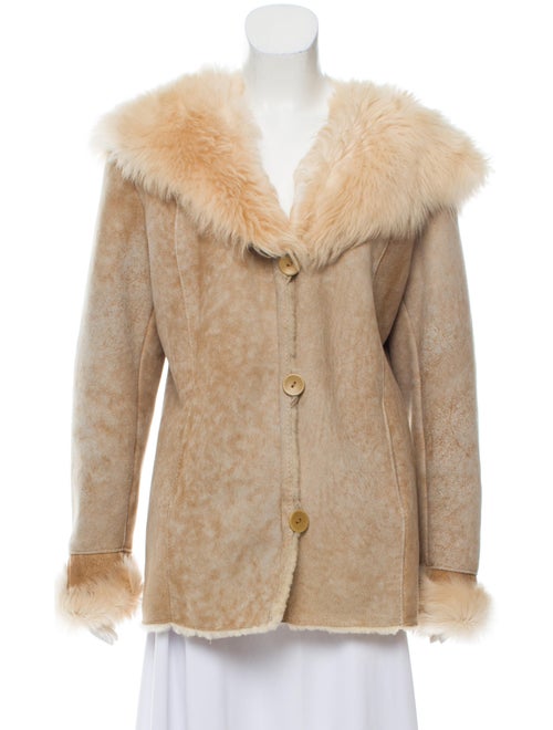 Shearling Hooded Jacket Beige