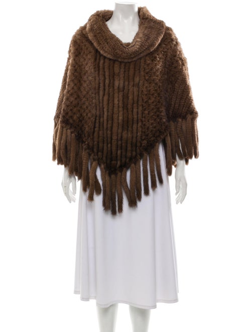 Knitted Mink Fur Poncho Brown