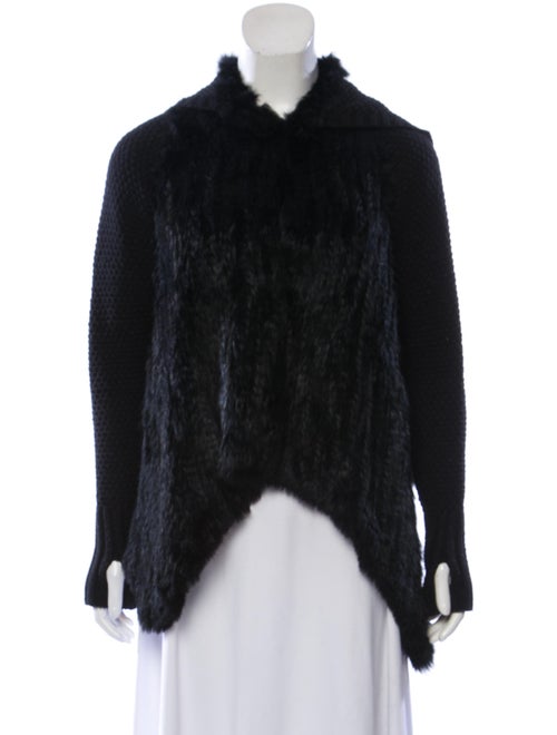 Fur Knit Cardigan Black