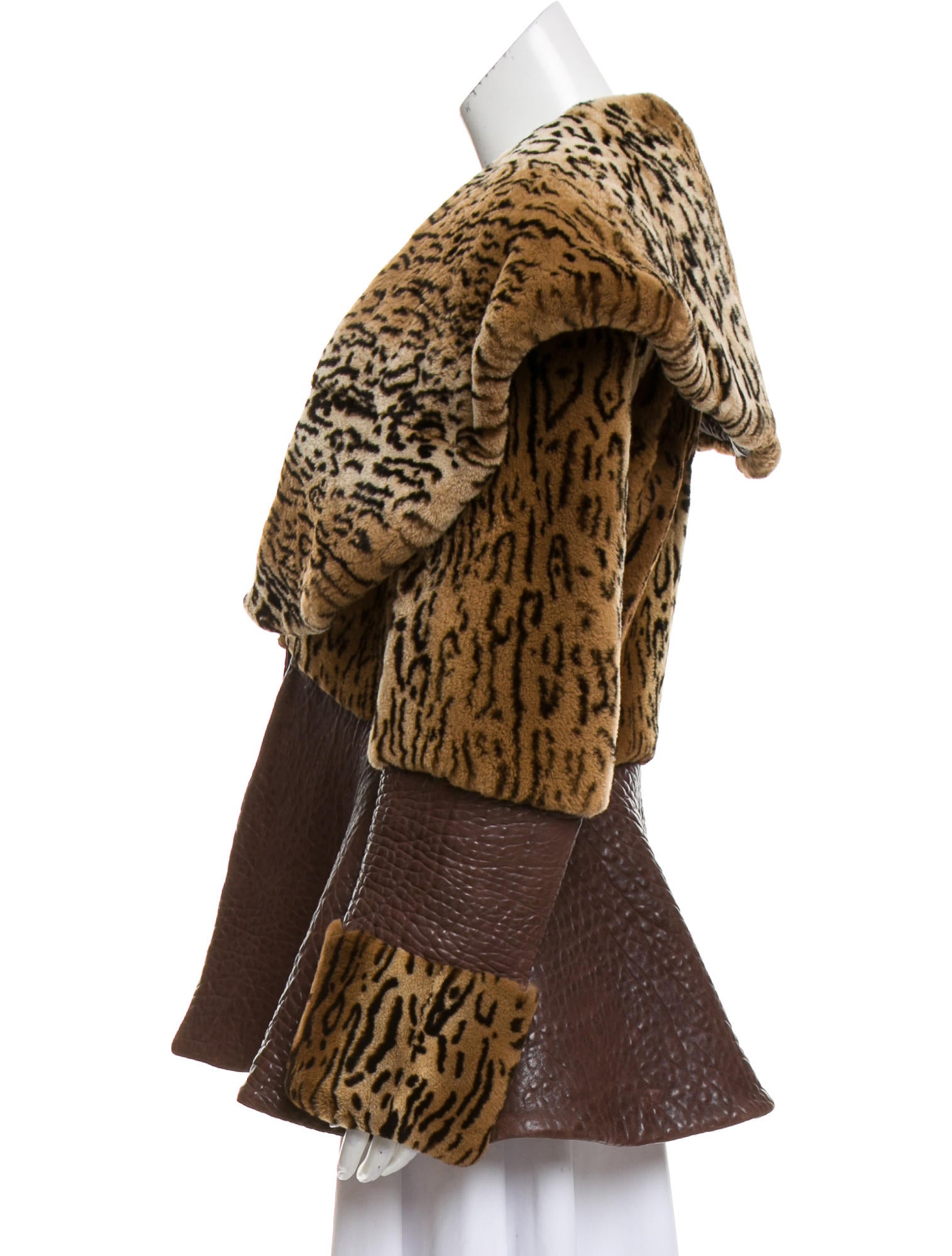 Genuine Mink Fur Embossed Leather Jacket main image 1