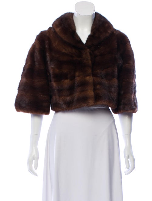 Fur Mink Shawl Collar Bolero Brown