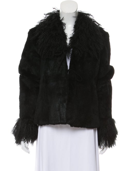 Shawl-Collar Fur Jacket Black