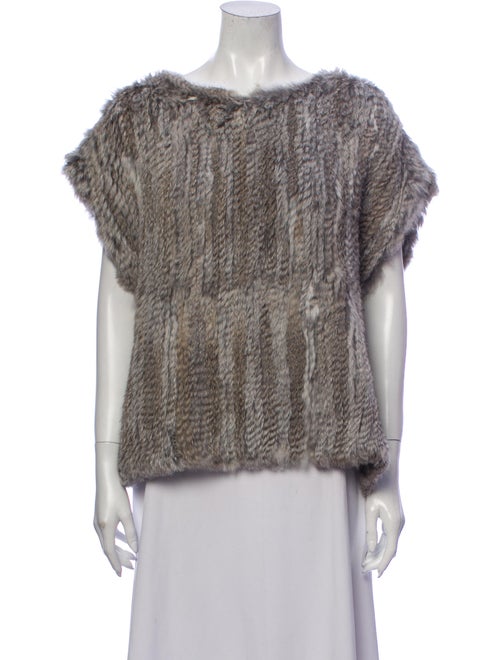 Fur Bateau Neckline Short Sleeve Sweatshirt