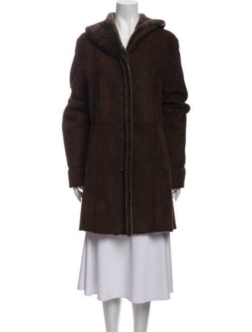 Fur Shearling Coat Brown